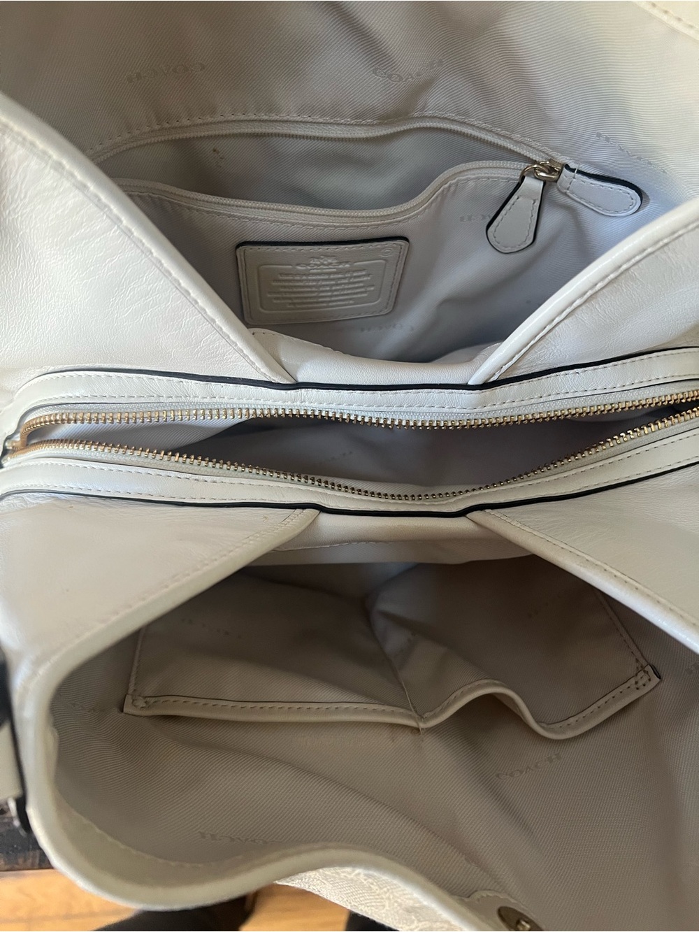 Coach Signature Edie Shoulder Bag with Light Khaki & Chalk Trim - Picture 7 of 11